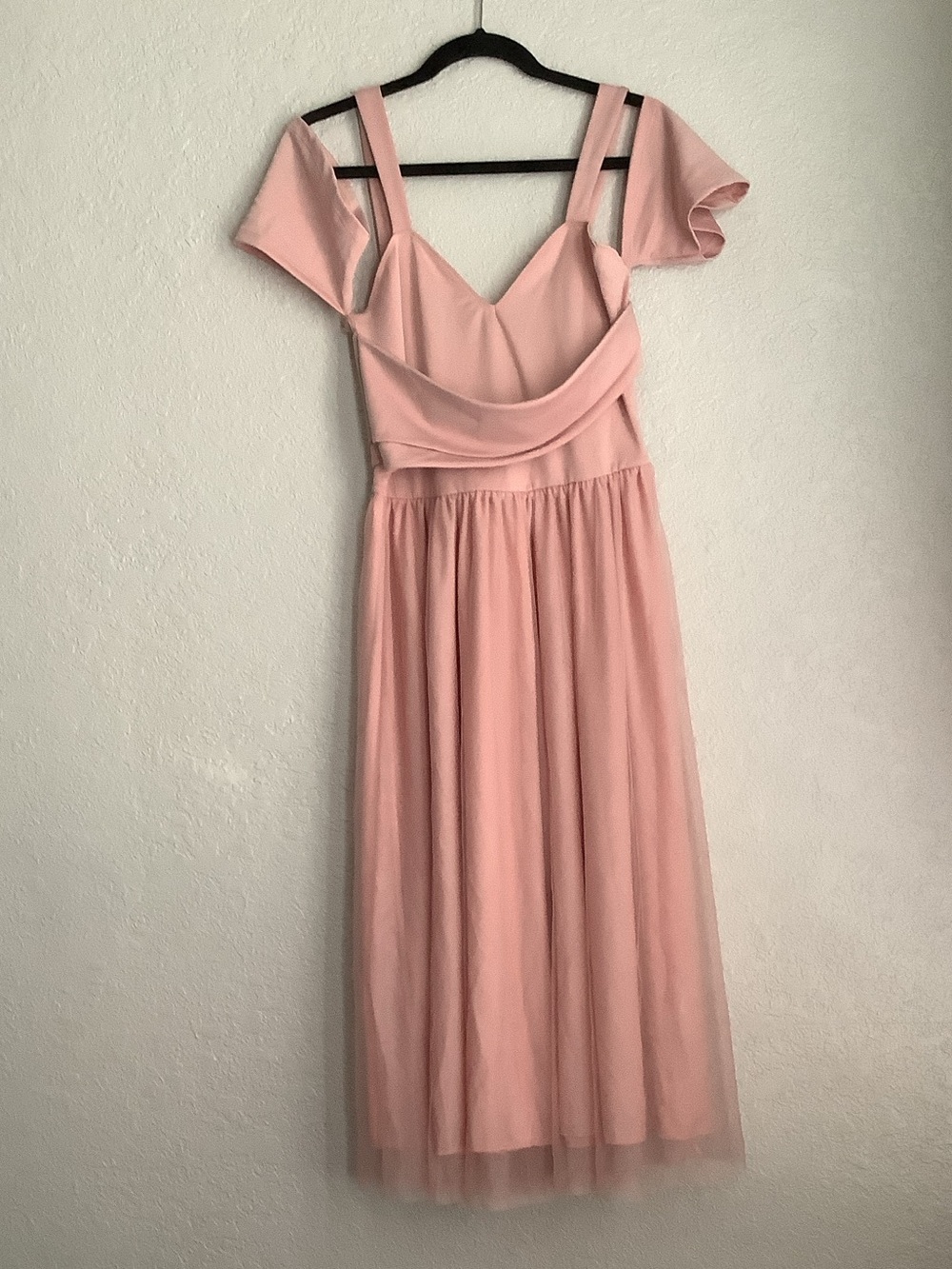 ASOS Dusty Pink Strappy Off-Shoulder Midi Dress